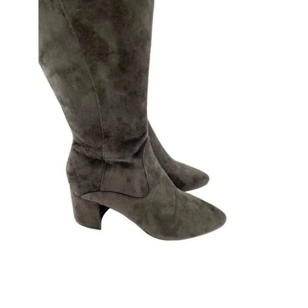 MARC FISHER Jayne Grey Fabric Faux Suede Over the Knee Boots SZ 9 NEW